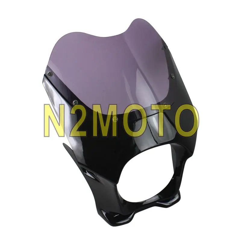 

Black Motorcycles Headlight Fairing With Smoke Visor FRP Universal for 6" 5-3/4" Cut Out Head Light Cafe Racer