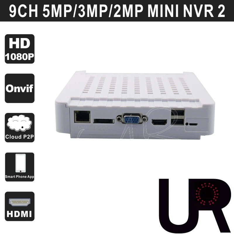 9CH 5MP/3MP/2MP белый Цвет ONVIF сетевого видео Регистраторы N6200-9EH с HDMI VGA Выход мини NVR 2 С P2P