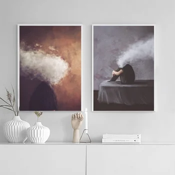 

When we quietly disappea Become White clouds Abstract Art, Canvas Wall Pictures For Living Room Modern no frame