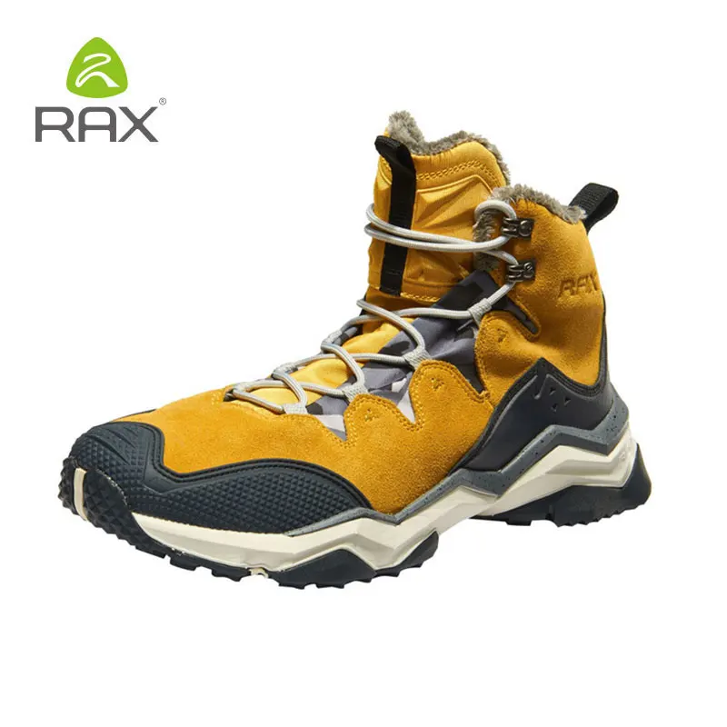RAX Waterproof Hiking Shoes Men Women Snow Boots Fleece Boots Waterproof Trekking Shoes Warm Outdoor Sneakers Mountain Boots Men