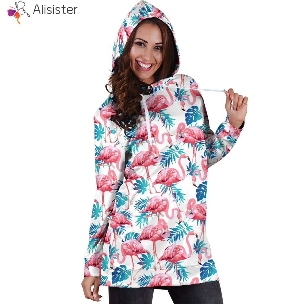 Spring Autumn Fashion Women Cat Printed Hoodie Lace Up