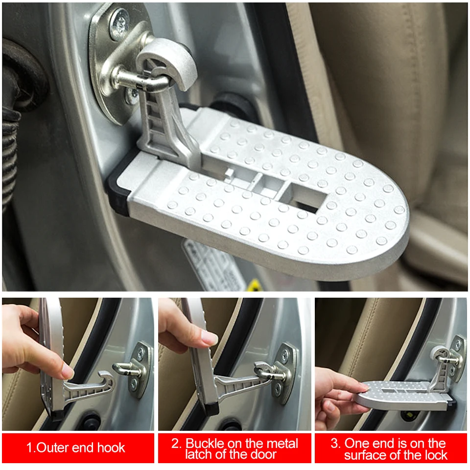 Ceny 1 sztuk narzędzie do mycia pedału drzwi samochodu antypoślizgowe wspinaczka na dachu wznosząca drabina pomocnicza SUV składane akcesoria pedał