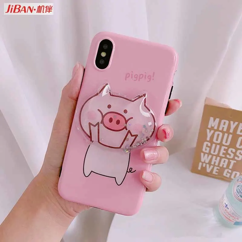 JIBAN милый розовый поросенок Плывун для iphone х сотовый Чехол телефона 6 6S 6plus 7 plus 8