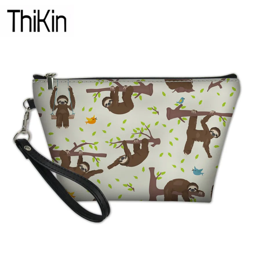 

THIKIN Cute Animal Sloth Printing Cosmetic Cases for Make Up Women Function Toiletry Bag Ladies Traval Wash Kit Bags Storage New