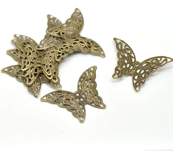 DoreenBeads цинковый металлический сплав фурнитура для украшений Бабочка Античная