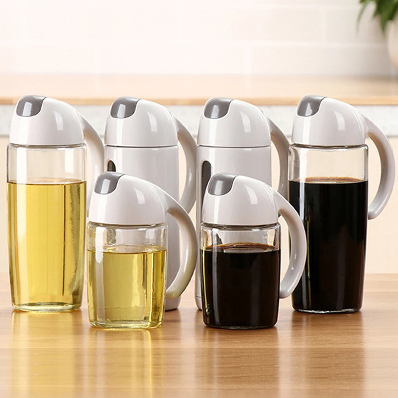 Oil Dispenser Pourer Bottle Glass Oil Vinegar Bottle Gravy Boats Pot Leak-proof Kitchen Healthy Sauce Bottle Cooking Tools