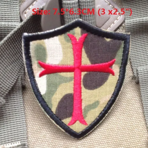 Морской котик крест крестоносца щит темно-синий печать DEVGRU красный США армии SWAT патч значок - Цвет: camo