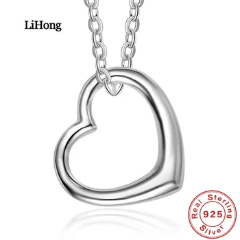 

women silver necklace Luxury Brand Jewelry 925 Sterling Silver Necklace Heart Silver Pendant Necklace Woman & Girl Birthday Gift