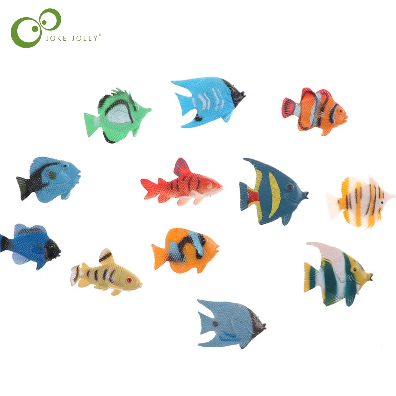

24pcs Tropical Ocean Fish Pet Figures Toy Gift Sea Life Model Toys PVC Pool Fish Toy Early Education Mini Marine Animals WYQ
