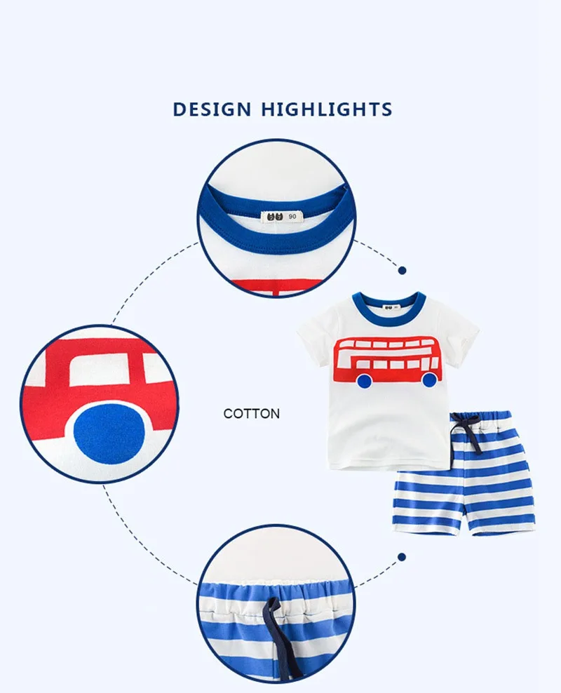 COOTELILI Cotton Summer Children Clothing Sets Cute Car Printing Toddler Boys Summer Clothing Toddler Kids Boys Clothes Sets  (1)