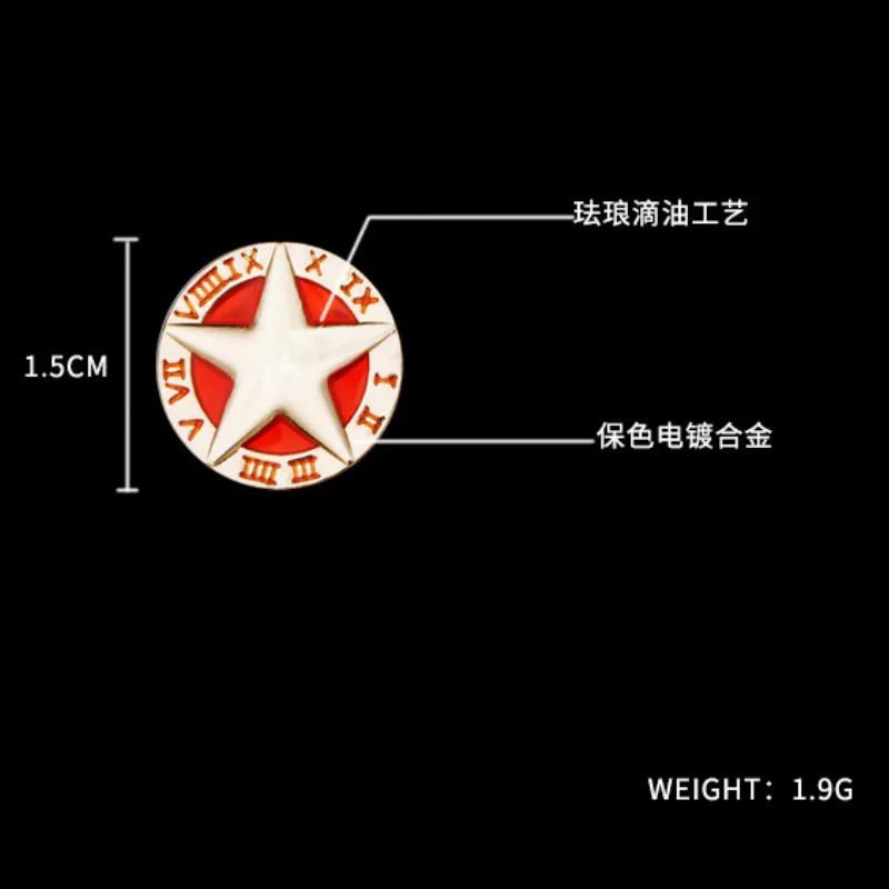 Корейская мода, маленькая металлическая брошь, рубашка, Нагрудный значок, Детская бижутерия, Ретро стиль, эмаль, круглая пятиконечная звезда, воротник, аксессуары