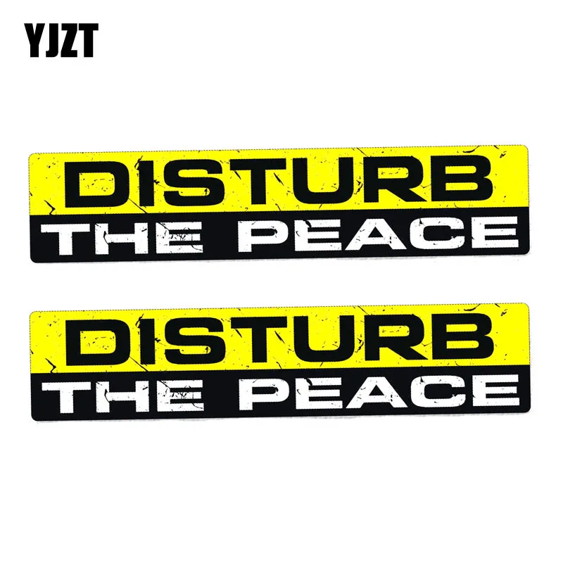 

YJZT 2X 15CM*3CM Personality DISTURB THE PEACE Funny Decal Funny PVC Car Sticker 12-0083