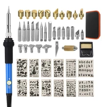 wood Burning Pyrography Pen Kit with work bag Adjustable Temperature Soldering iron with carving stencils 10pcs Drawing template