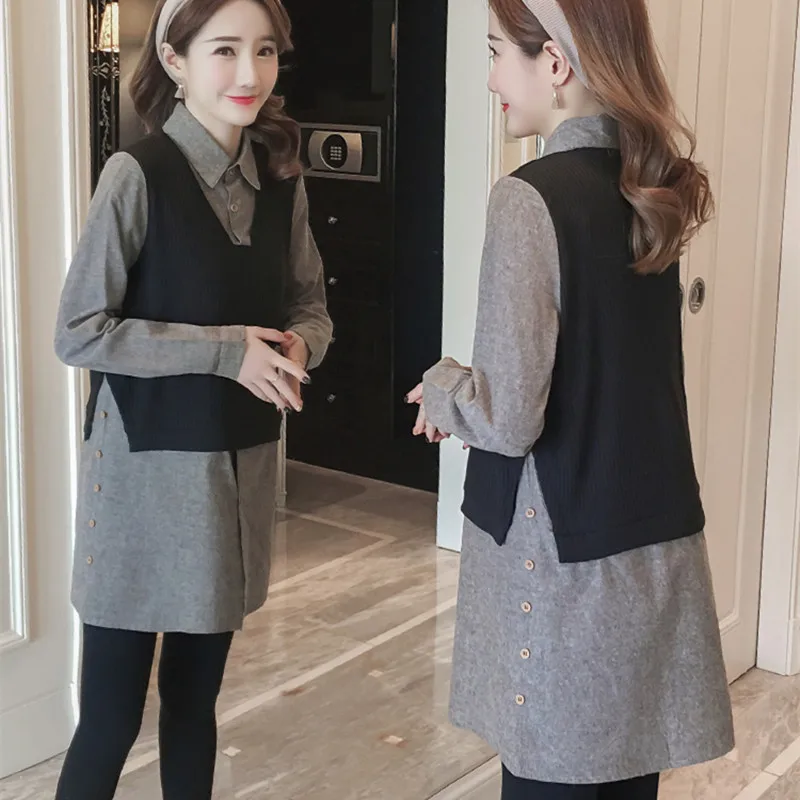 PLAMTEE Spring Long Sleeves Fake Two Long Matrenity Blouse Fashion Loose Clothes For Pregnant Women Female Shirt New 2018