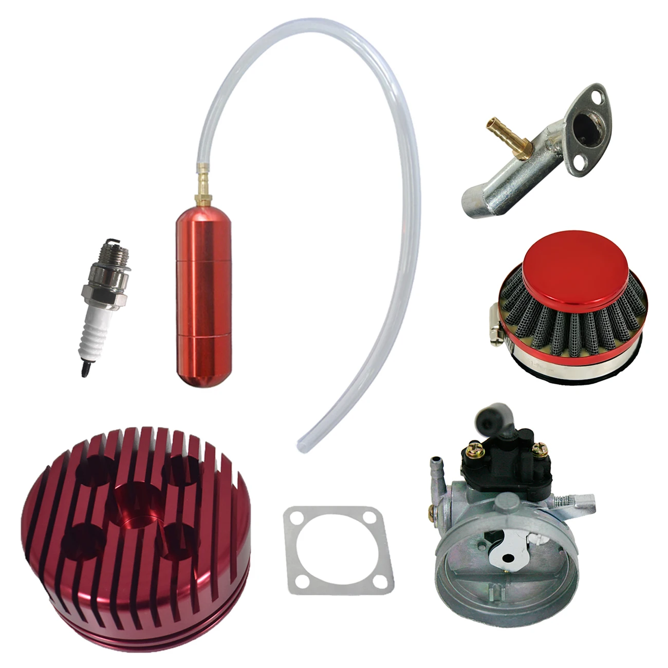 CNC Red Cylinder Head Power Boost Bottle Carburetor Spark Plug For 80cc