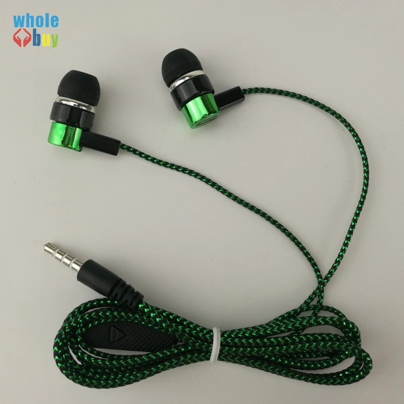 

100pcs/lot Earphones with Mic 3.5mm 1.1m Common Cheap Serpentine Braid Cable Headset Blue Green for Iphone 6 7 Mobile Phone MP4