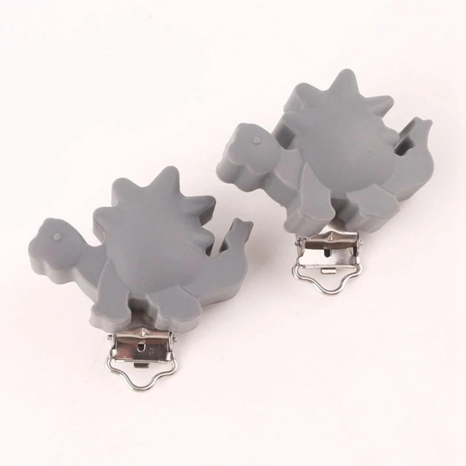

1Pcs Silicone Metal Clip Pacifier Baby Teether Dinosaur For Pacifier Clips Chain DIY Teething Necklace Rodent Kids Products