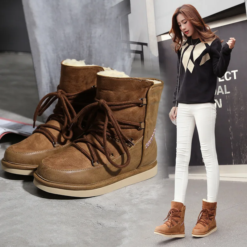Women Men Snow Boots Fashion Winter Ankle Boots Plush Warm Waterproof Short Boot