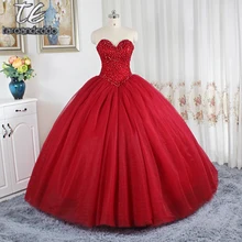 Цвет красного вина бальные платья Пышное свадебное платье юбка платья для невесты развертки поезд Свадебные платья с кристаллами Свадебные платья novias