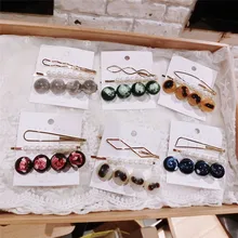 Распродажа, 3 шт., уксусная кислота, круглые геометрические заколки для волос, заколки для волос, перламутровые цветные бусины, заколки для волос для девочек, аксессуары для волос