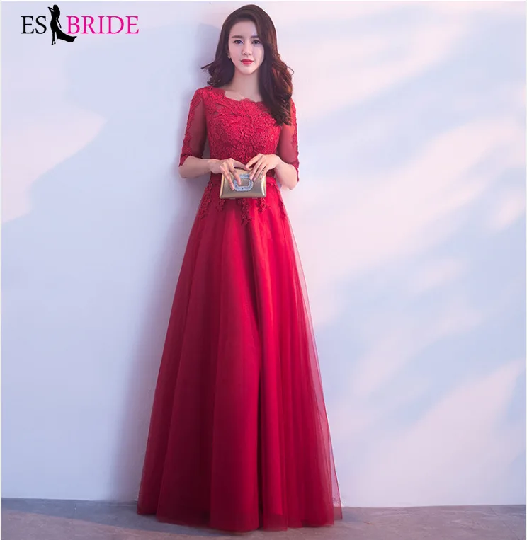 

New Arrival Ladies Long Evening Dresses 2019 Elegant short sleeve Lace Plus Size Formal Gowns A-line Robe De Soiree ES1316