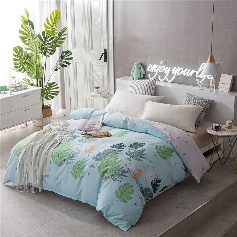 

Green Leaf Pattern Bedding 100% Cotton Duvet Cover Twin Full Queen Size Quilt Case Quilt Covers 200x230cm 220x240cm King Size