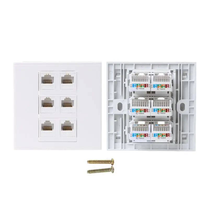 

86 Type Computer Socket Panel CAT5E Network Module RJ45 Cable Interface Outlet 1to 6 Port