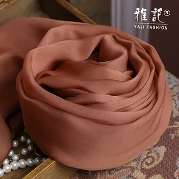

Genuine Silk Women Scarf 2017 Summer Autumn Winter High Quality Shawl 200 * 65 cm Fashion Coffee Solid Color Scarves