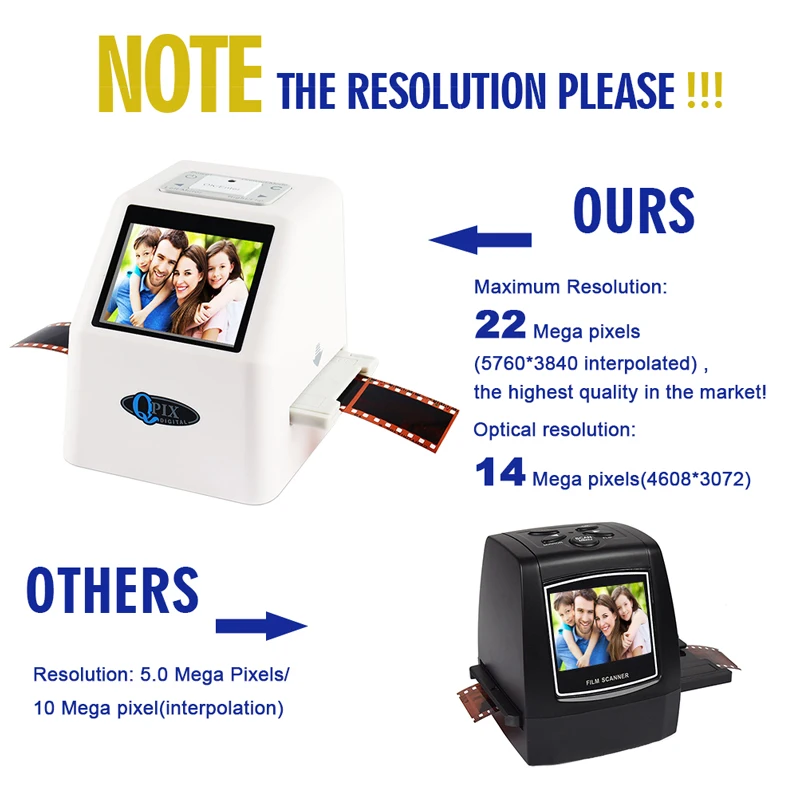 عالية الدقة 22 MP 110 135 126KPK سوبر 8 السلبية ماسحة صور 35 مللي متر الشريحة فيلم ماسحة الأفلام الرقمية تحويل 2.4 \