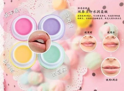 1pc Makeup Round candy color Moisturizing macaron lip balm Natural Plant Sphere lip gloss Lipstick Fruit Embellish lip smacker