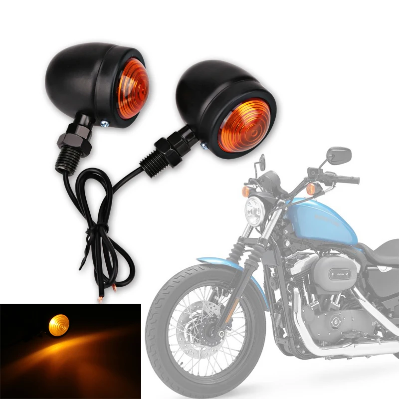 4 шт. мотоциклетные поворотники для Harley Black Bullet поворотники для мотоцикла для чоппера кафе гонщика Yamaha Suzuki Kawasaki