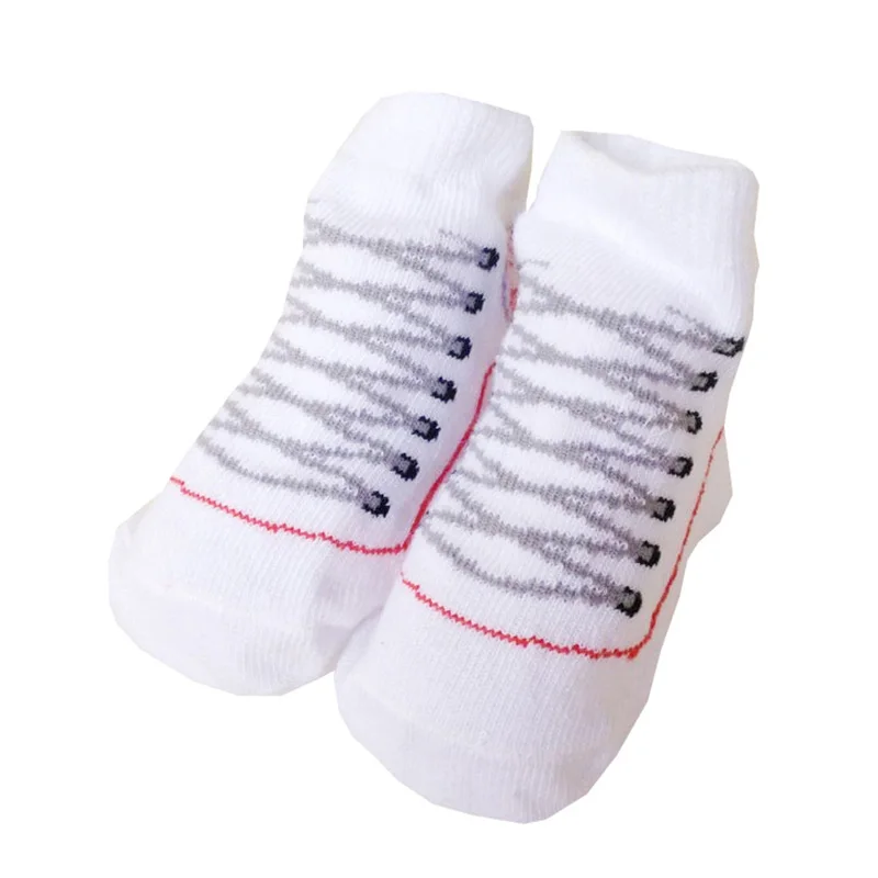 1 пара, осенне-зимние хлопковые носки для младенца, мягкие нескользящие носки для новорожденных мальчиков и девочек 0-12 месяцев, YJS, Прямая поставка - Цвет: Белый