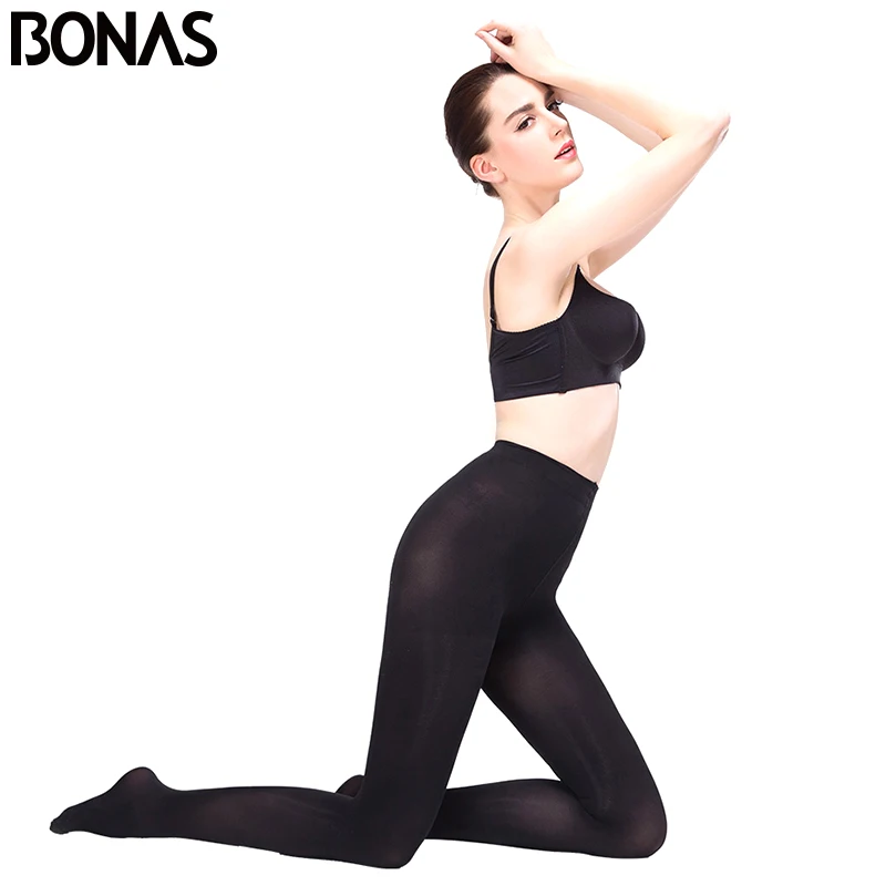 BONAS 200D Velvet Tights Spring Autumn Sexy Resistant Pantyhose Women Warm Tights Lady Elasticity Spandex Female Stockings Black