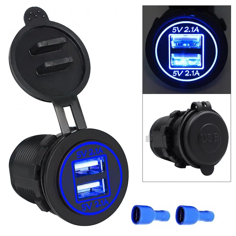 Dual DC 5V 4.2A USB Motorcycle Car Cigarette Lighter ABS Auto Socket