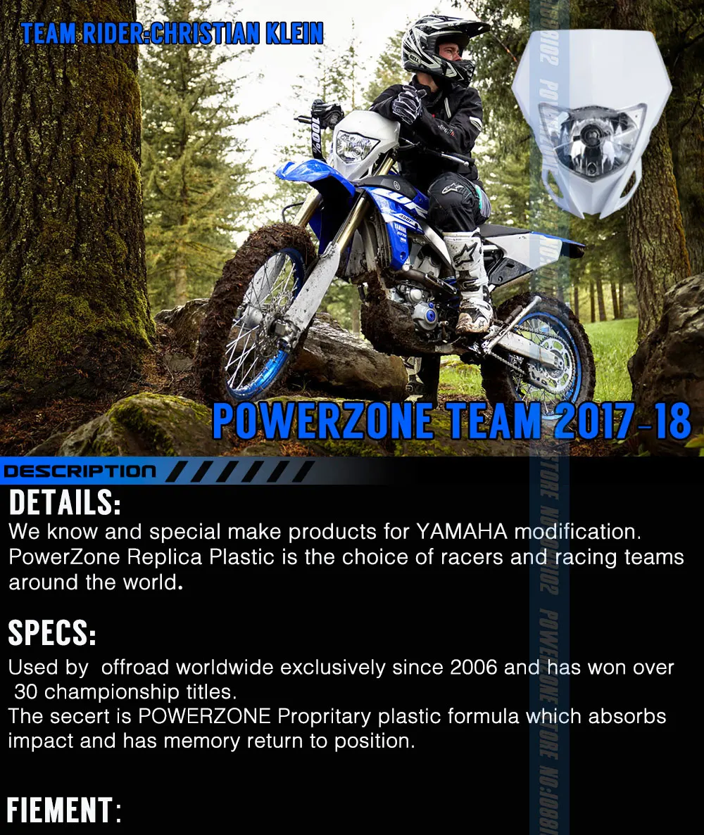 Powerzone мотоциклетные фары для YAMAHA WR250F- WR450F MX эндуро Байк Универсальный CRF YZF DRZ KLX