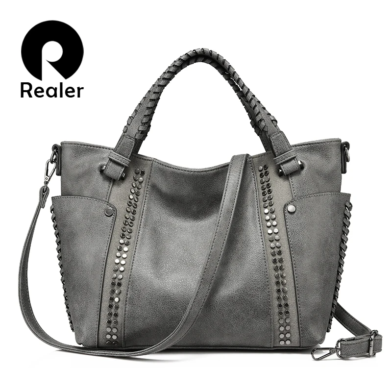 

Women bag female handbag PU leather top-handle tote bag ladies shoulder crossbody bag large messenger bag with rivets