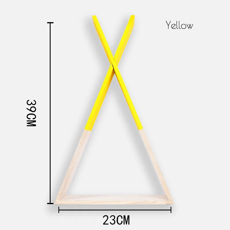 Скандинавский деревянный X висячая стойка для хранения для детской комнаты декор деревянная настенная полка, вешалка нужно собрать самостоятельно - Цвет: Цвет: желтый