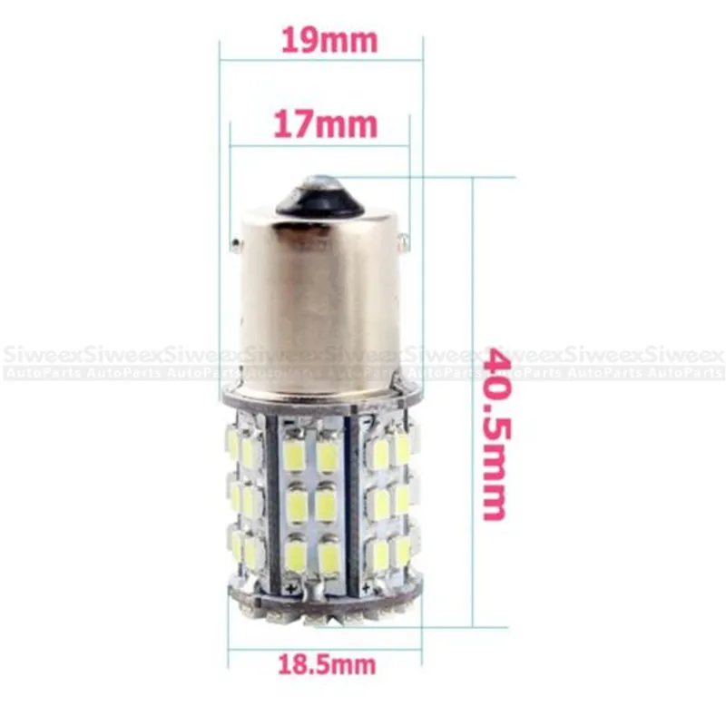 2X Автомобильный светодиодный Белый BA15S 1156 BAY15D 1157 1206 12V задних фонарей, фонарей указателей повтора сигнала ламп стоп-сигнал боковые габаритные светильник супер яркий 64 SMD лампы