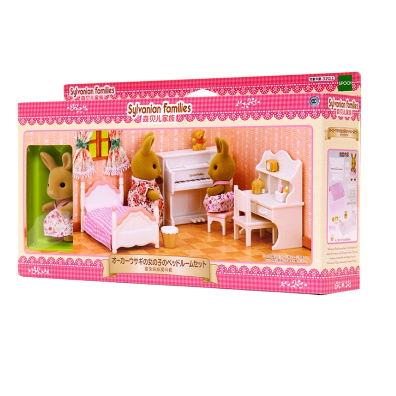 Sylvanian Families кукольный домик мебель аксессуары Сцены Спальня пианино/стол/кровать w/фигурка кролик девочка дети игрушка подарок