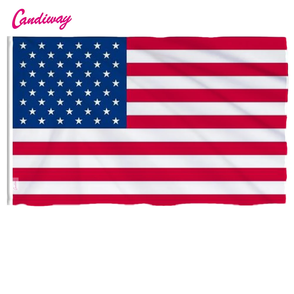 

Candiway USA Flags American US Vivid Color and UV Fade Resistant Canvas Header Double Stitched USA Banner Flags