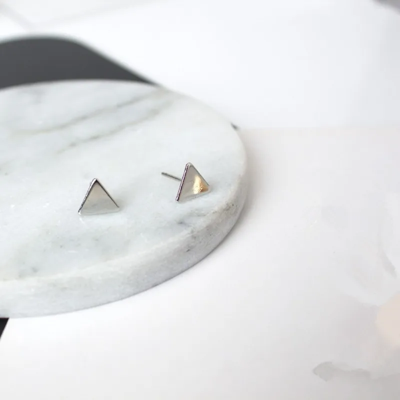 New Fashion Gold Black Silver 3 Western Triangle Round Flash Stud Earrings for Women Gifts Wholesale - Image 4