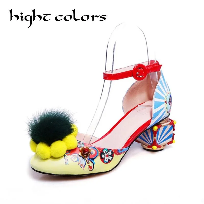 Fourrure Vent Chaussures Pour Plus Noir yellow Parti Femmes La Talons Taille National De Sandales Simples Jaune Européennes Anormaux Black Boule Stations Robe 0OqBtB