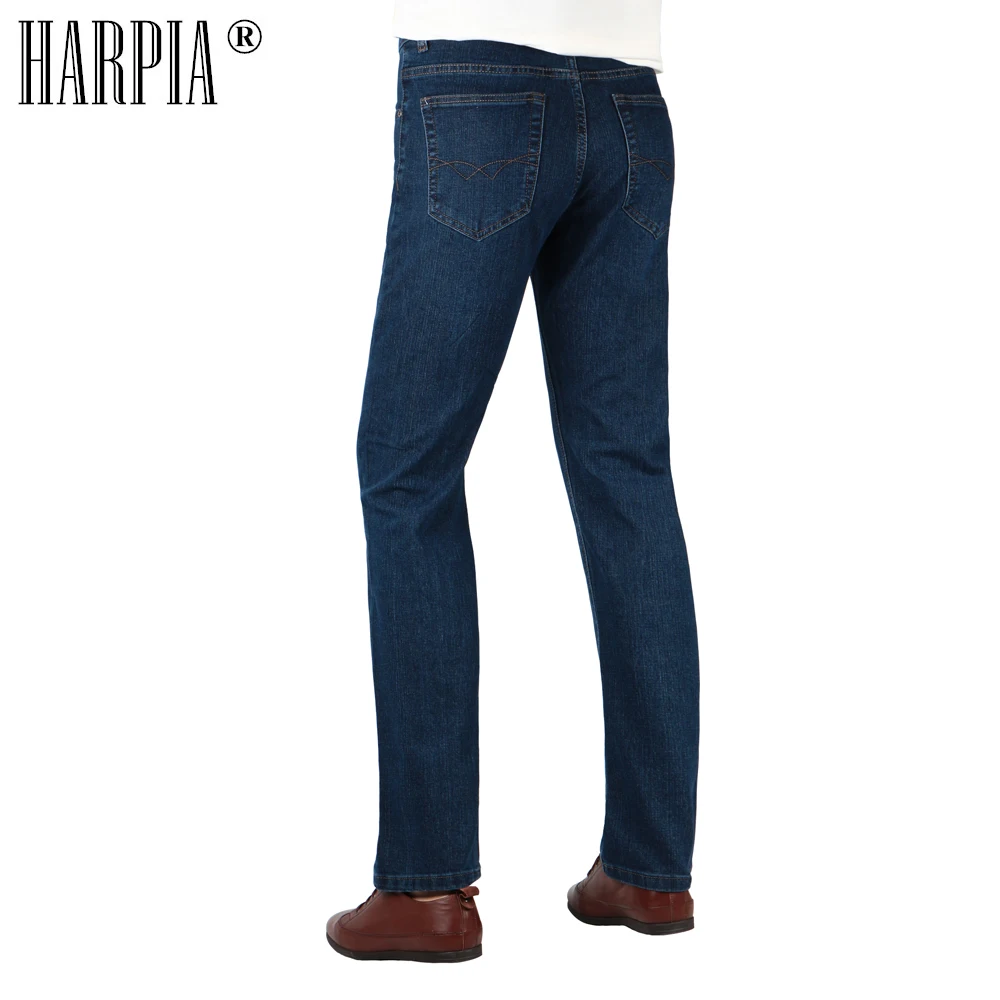 HARPIA Jeans Mens Classic Jeans Male Denim Dark blue Casual Simple Trousers Straight Pants Elasticity Top quality Pant Size32-42