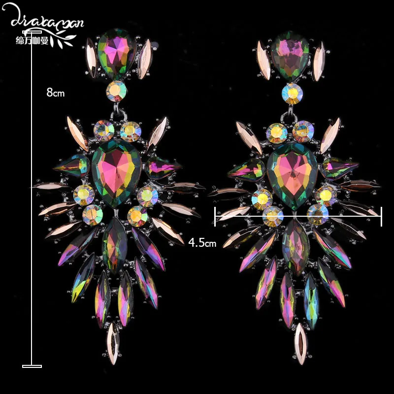 Бренд Dvacaman, модные Подвесные серьги женские с большим цветком и кристаллами, длинные серьги с подвеской на свадьбу, подарок, S57