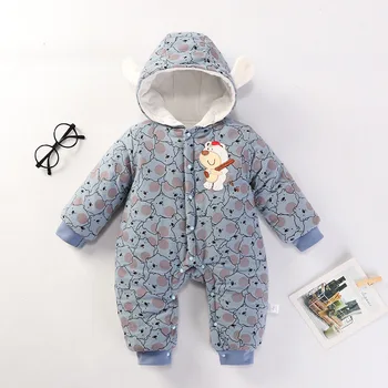 

Infant Clothing Baby Boys Cotton Warm Cartoon Hooded Romper For Kids Baby Girls Autumn Winter Jumpsuit 2019 Newborn Baby Clothes