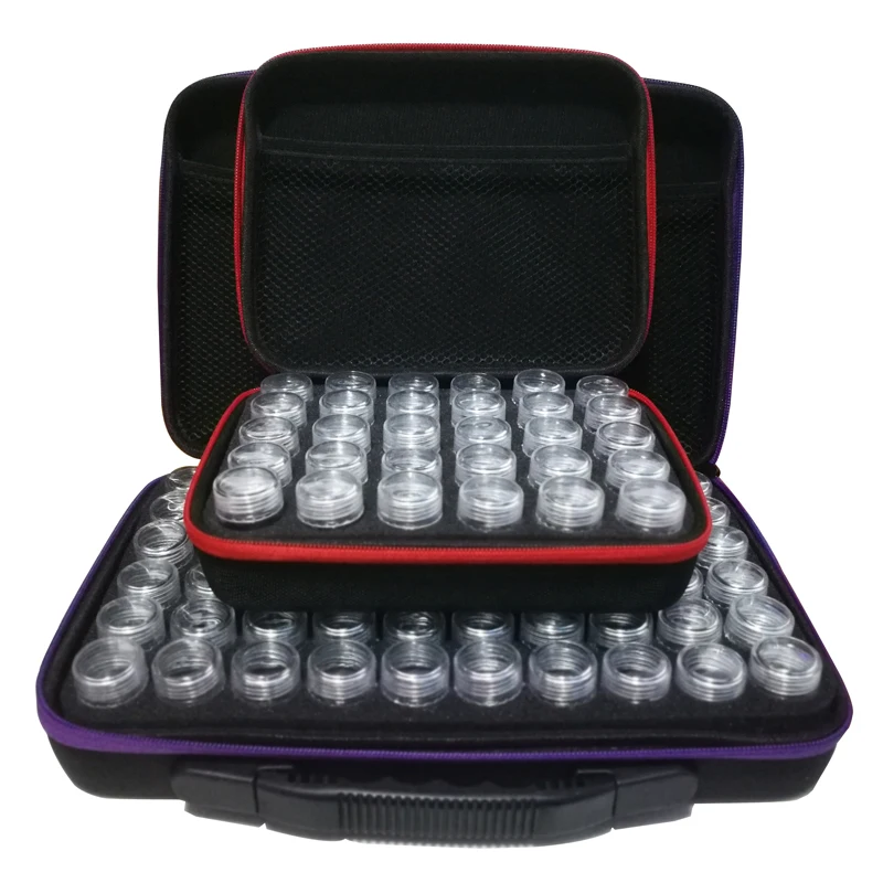 

60 Bottles Diamond Painting Box Tool Container Storage Box Carry Case Holder Hand Bag Zipper 30 Bottles