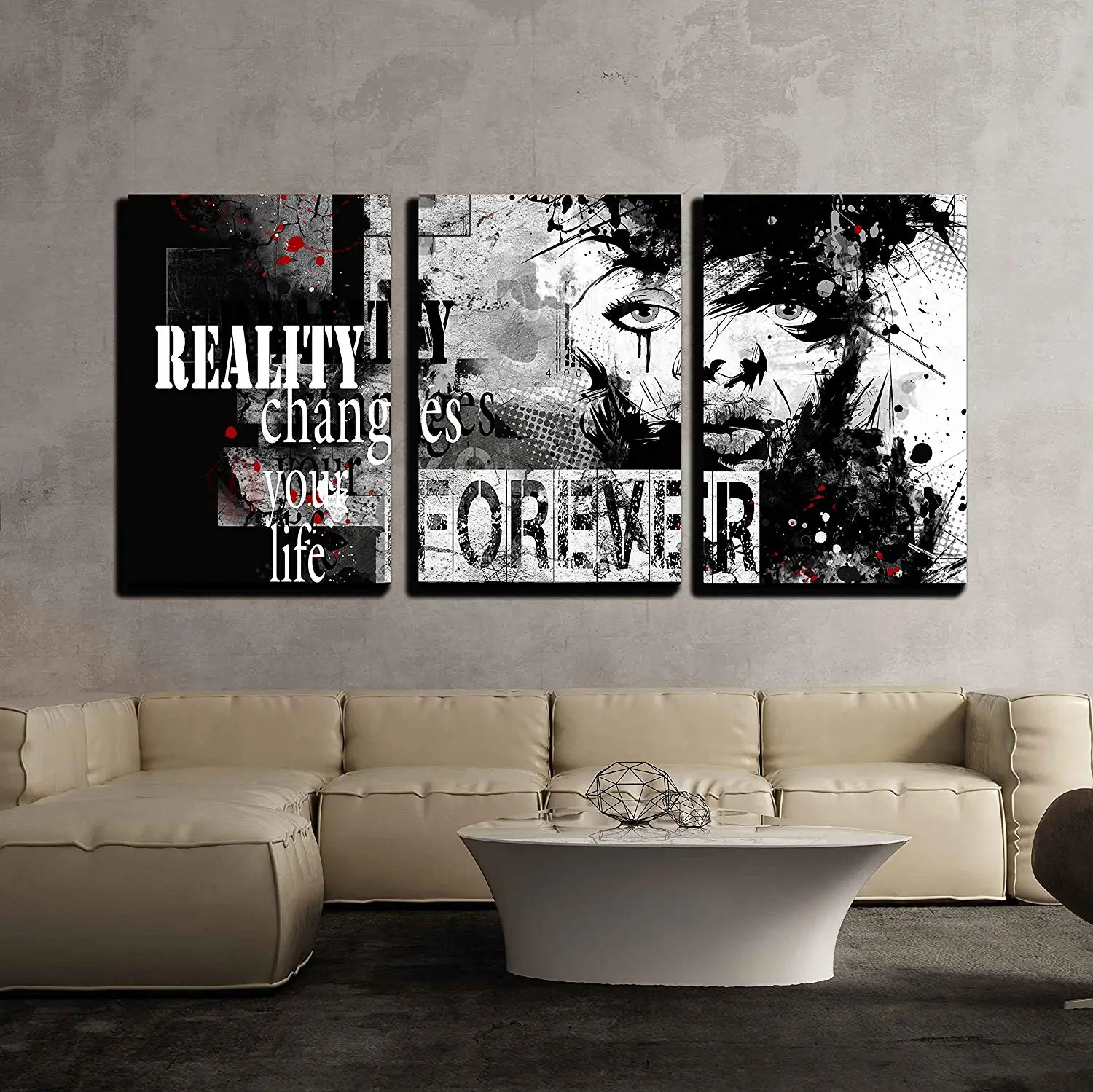 3 Piece Canvas Wall Art Modern Teenage Girl on Grunge Background Style Generation Home Decor No Framed Pa | Дом и сад