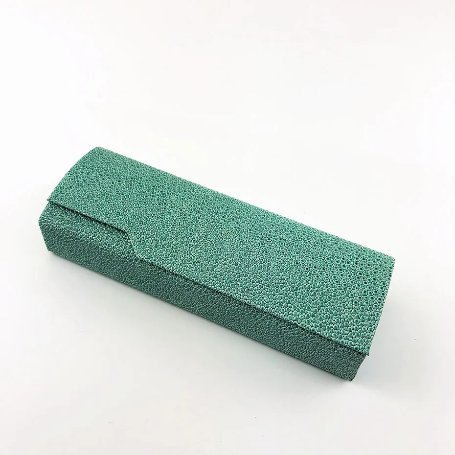 Портативная коробка для солнцезащитных очков с имитацией древесины, модный Чехол для очков для женщин, твердая квадратная складная коробка ручной работы для мужчин - Цвет: Pearl green