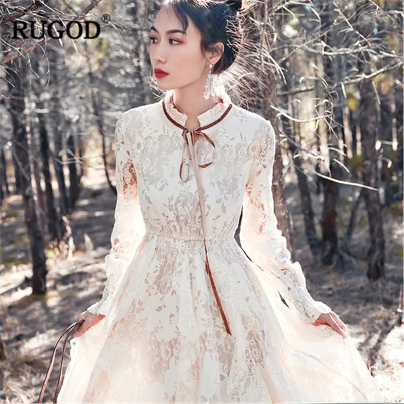 Женское Полупрозрачное платье RUGOD кружевное элегантное Сетчатое с цветочным