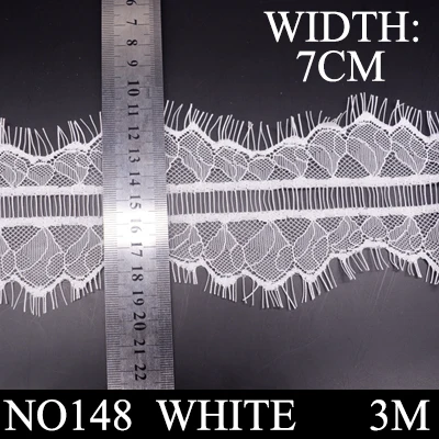 Новинка, 3 м/Лот, черные, белые ресницы, кружевная отделка, 2 цвета, высокое качество, кружевная ткань, ручная работа, сделай сам, свадебное платье, аксессуары для одежды - Цвет: NO148 white000